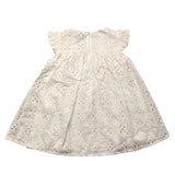 Janice White San Gallo Lace Solid Half Sleeve Dress For Baby Girl