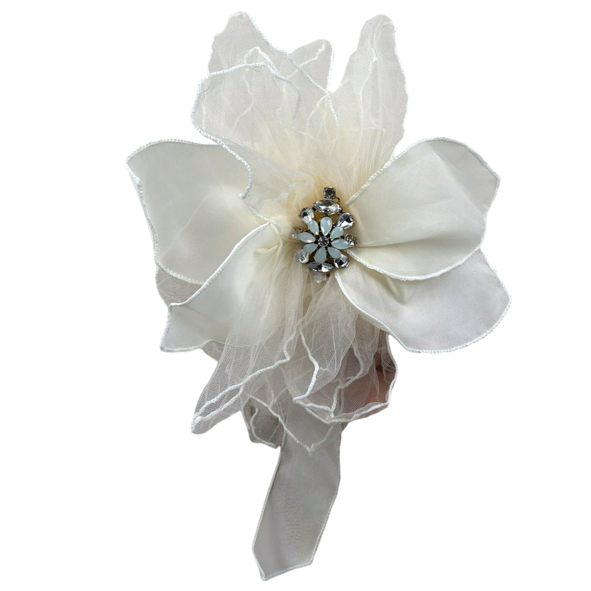 Les Gamins Cerchietto Tinta Unita con Applicazioni Fiori per Bambina 815653 PANNA LES GAMINS 