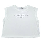 Philosophy Canotta Girocollo Tinta Unita con Logo per Bambina I1E603X BIANCO PHILOSOPHY 