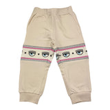 Chiara Ferragni Solid Color Pants Tracksuit Style With Beige Print For Baby Girl