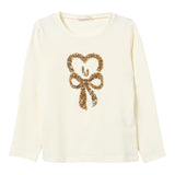 LIU JO shirt girocollo tinta unita con stampa paillettata Panna per Bambina KF4118 PANNA LIU JO 