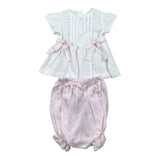 La Stupenderia Completo 2 Pezzi Camicia-Coulotte Bicolore per Neonata TBCT52 BIANCO/ROSA LA STUPENDERIA 