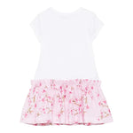 Monnalisa Abito Tinta Unita con Fantasia Fiori per Bambina 11E906X BIANCO/ROSA MONNALISA 