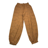 Mariuccia Plain Perforated Pant With Elastic Waist Brown For Girls