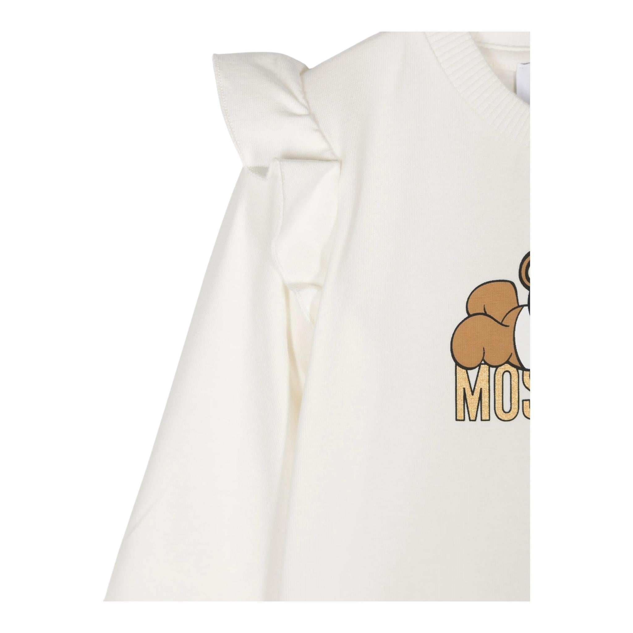 MOSCHINO shirt girocollo tinta unita con stampa in contrasto Panna per Neonata MDO00R PANNA MOSCHINO 