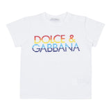 DOLCE & GABBANA t-shirt girocollo tinta unita con logo Bianco per Neonato L1JTEYG7KO0 BIANCO DOLCE & GABBANA 