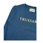TRUSSARDI felpa chiusa girocollo tinta unita con stampa in contrasto Blu per Bambino TIA24086FE BLU TRUSSARDI 