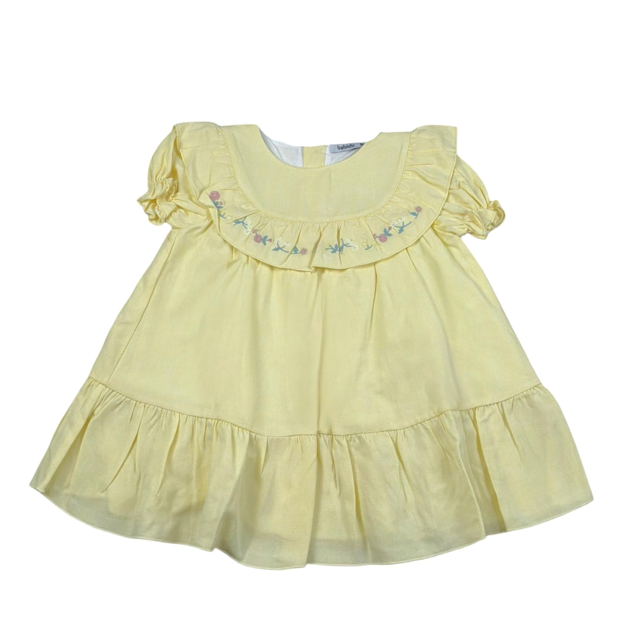 Calamaro Abito Tinta Unita Mezza Manica con Stampa per Neonata 90403N GIALLO CALAMARO 