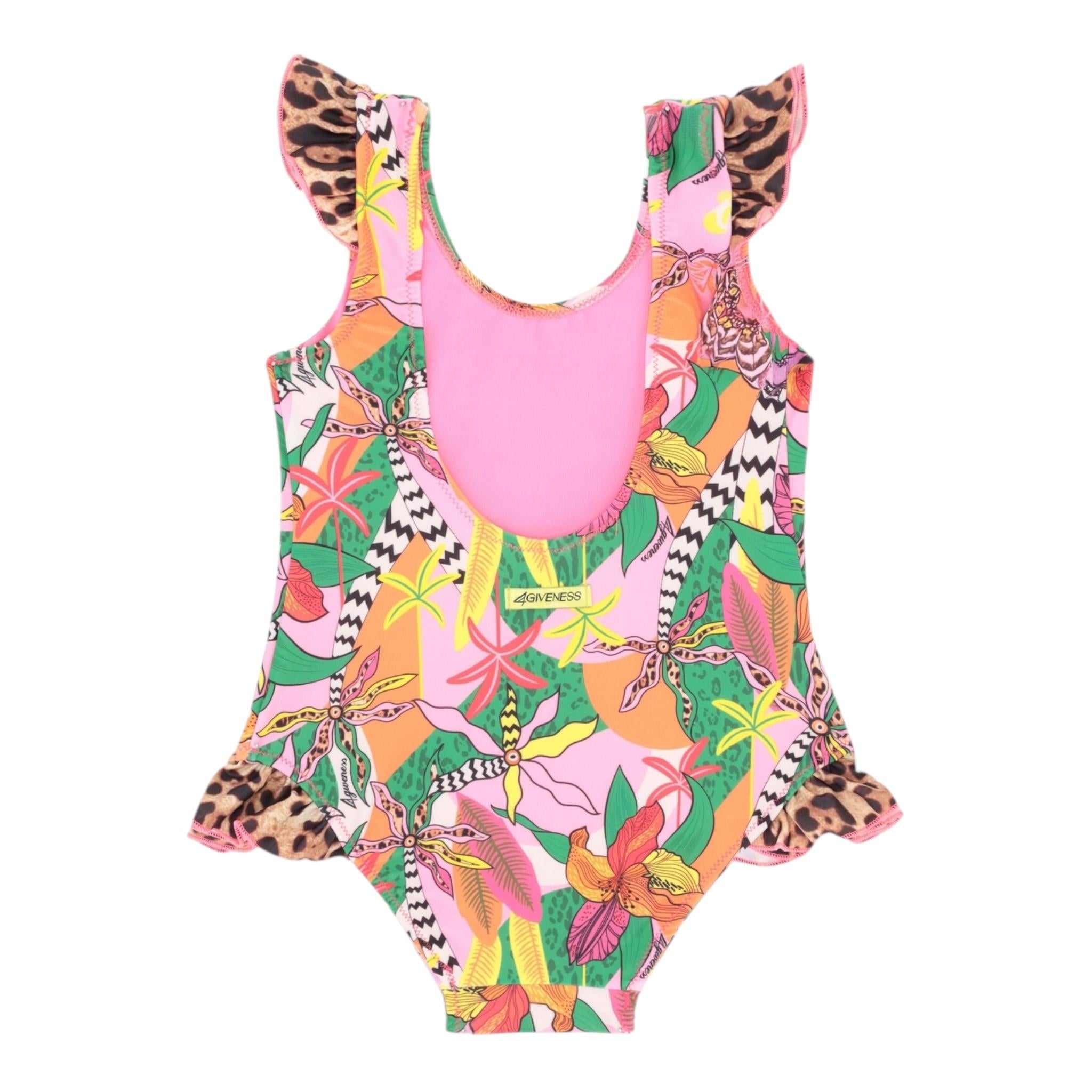 4Giveness Costume Intero Tinta Unita con Fantasia per Bambina 125NBWIN5283J ROSA 4GIVENESS 