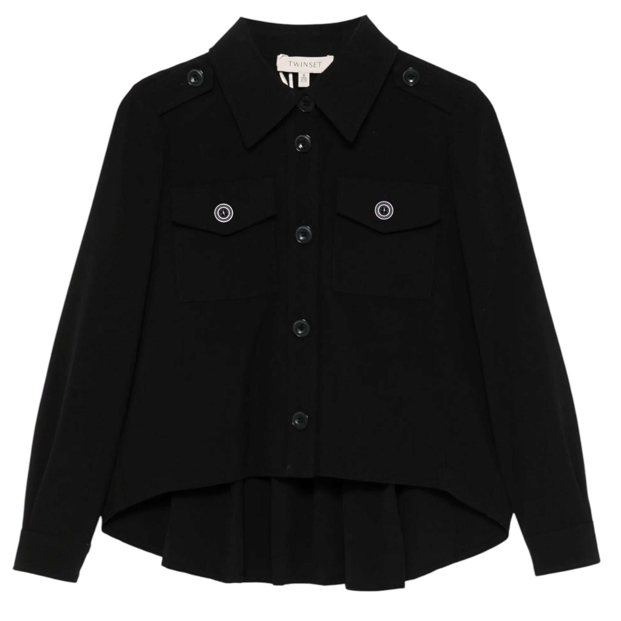 TWINSET camicia manica lunga tinta unita asimmetrica Nero per Bambina 242GJ211B NERO TWINSET 