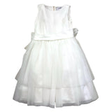 Simonetta Solid Color Ceremony Dress With Armholes And White Tulle For Girls