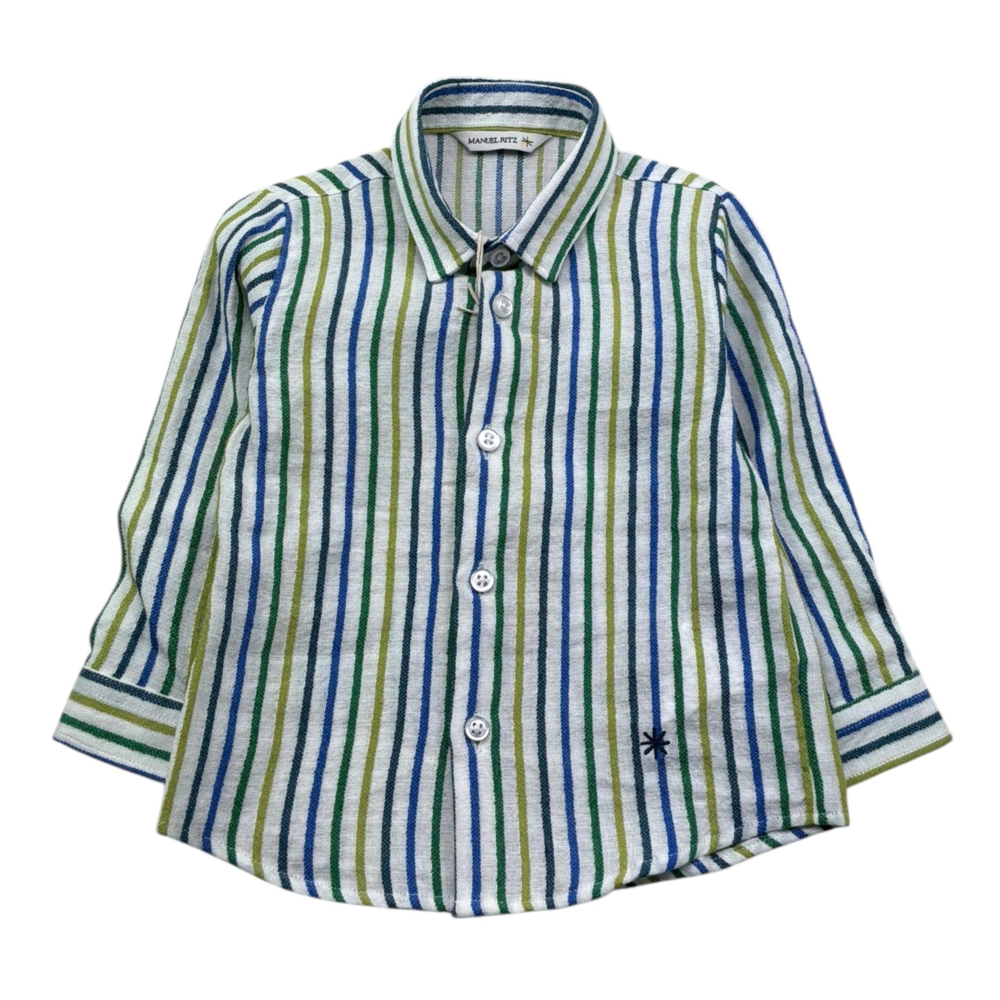 Manuel Ritz Camicia Manica Lunga Fantasia A Righe per Neonato MR3116J BIANCO MANUEL RITZ 