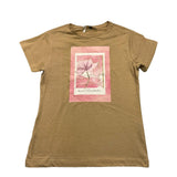 Yes Zee Solid Color Crew Neck T-Shirt With Beige Print For Girls