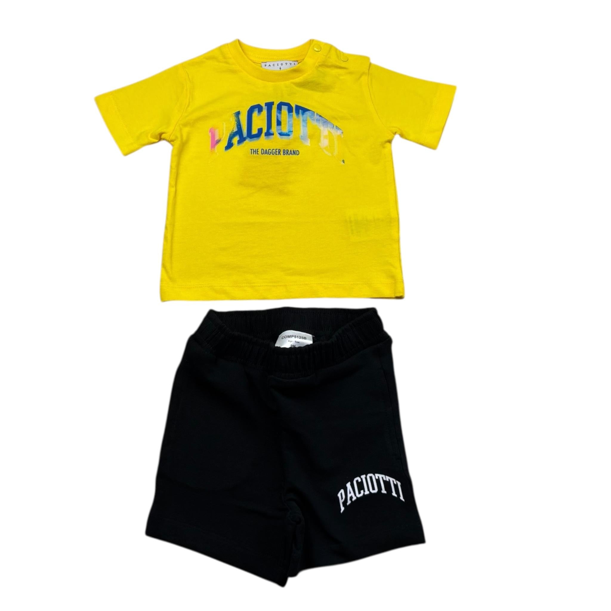 Cesare Paciotti Completo 2 Pezzi T-Shirt-Bermuda Bicolore per Neonato COMP5125BX GIALLO/NERO CESARE PACIOTTI 