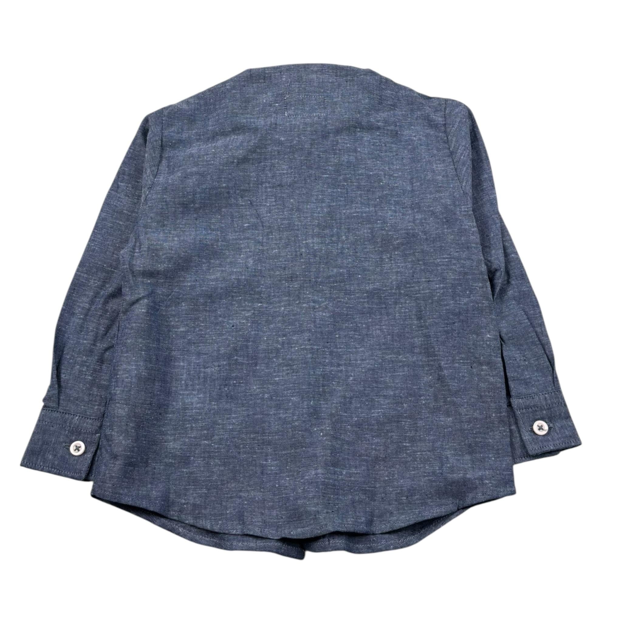 Manuel Ritz Camicia Manica Lunga Tinta Unita Collo Coreano per Neonato MR2493 BLU MANUEL RITZ 