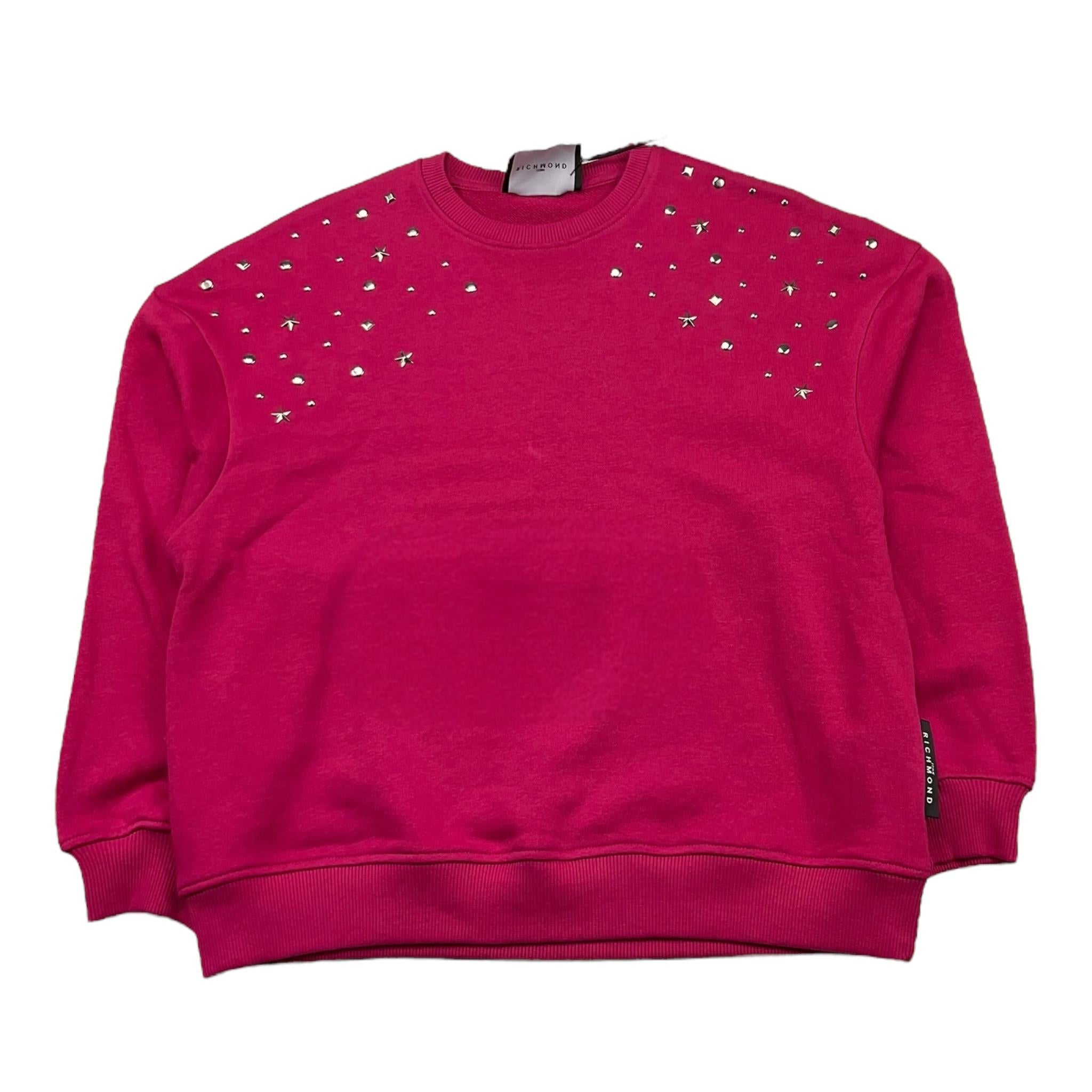 JOHN RICHMOND felpa chiusa girocollo tinta unita con borchie Fuxia per Bambina RGA25198FE FUXIA JOHN RICHMOND 