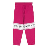 Chiara Ferragni Solid Color Pants Tracksuit Style With Fuchsia Print For Girls