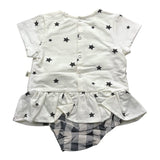 Petit Indi Plain Romper With White Star Pattern For Baby Girl