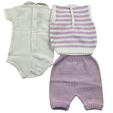 Little Bear 3 Piece Set Bodysuit-Vest-Pants Lilac For Baby Girl