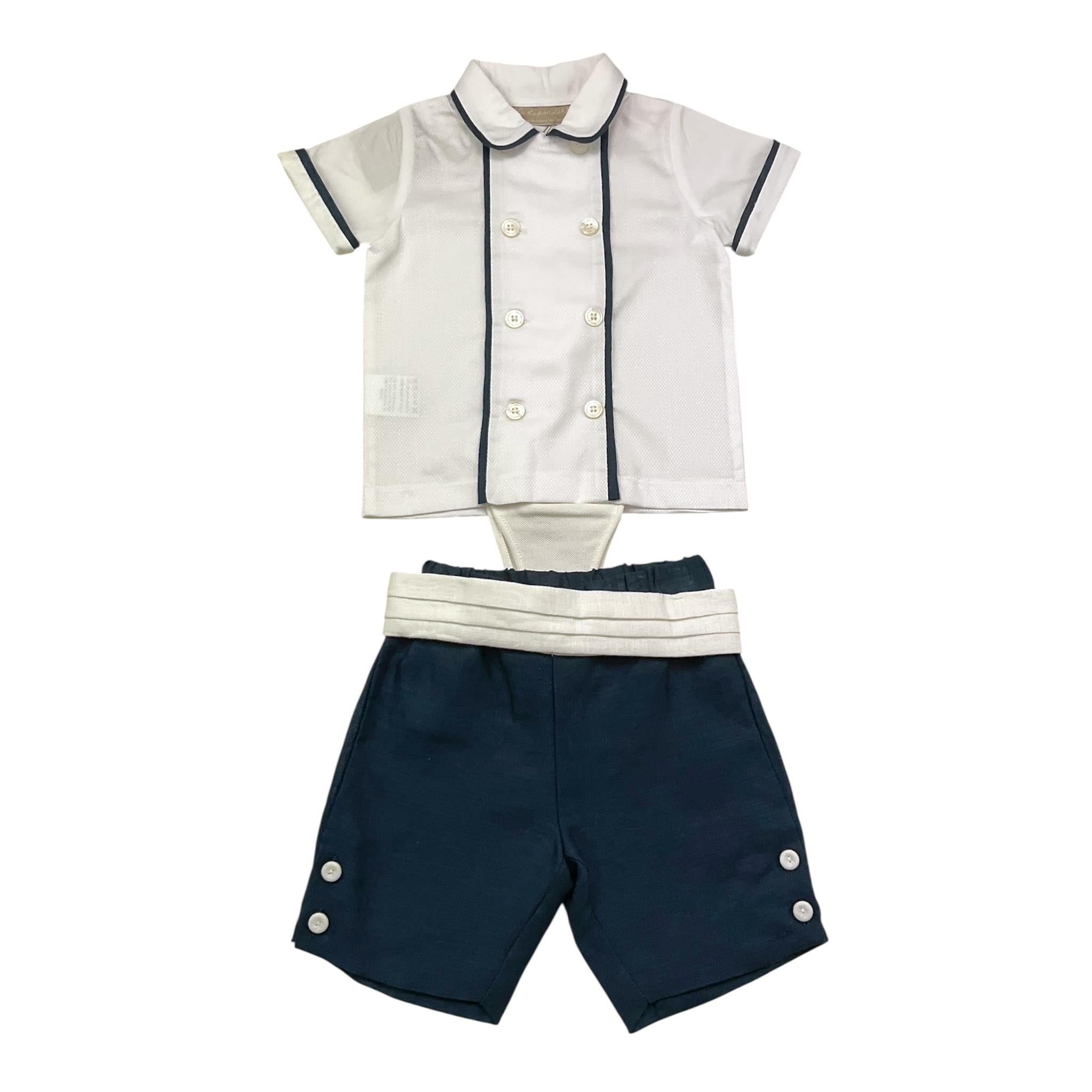 La Stupenderia Completo 2 Pezzi Camicia-Bermuda Bicolore per Neonato CCCT71 BIANCO/BLU LA STUPENDERIA 