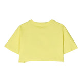 Philosophy Solid Color Crew Neck T-Shirt With Green Print For Girls