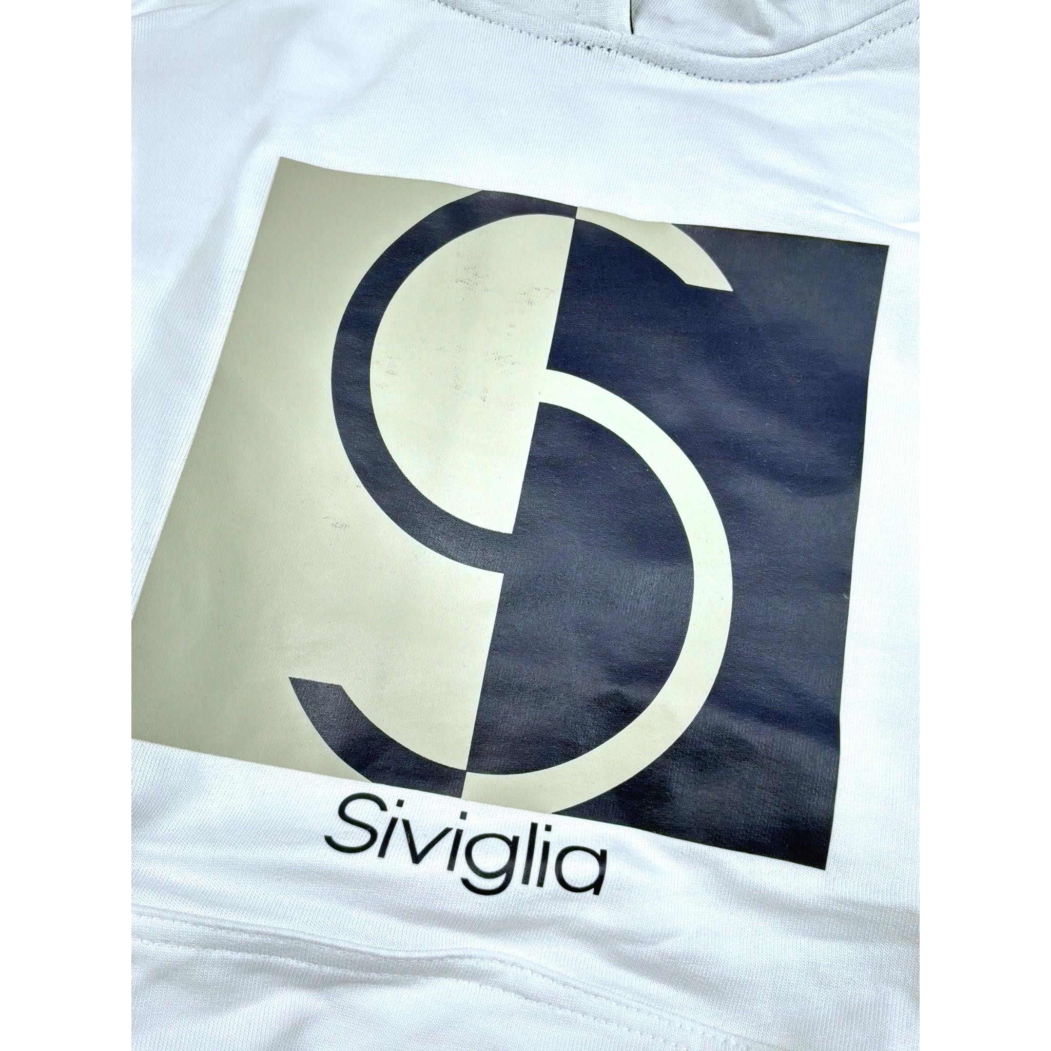 Siviglia Felpa Chiusa con Cappuccio Tinta Unita con Stampa per Bambino SVJST17226 BIANCO SIVIGLIA 