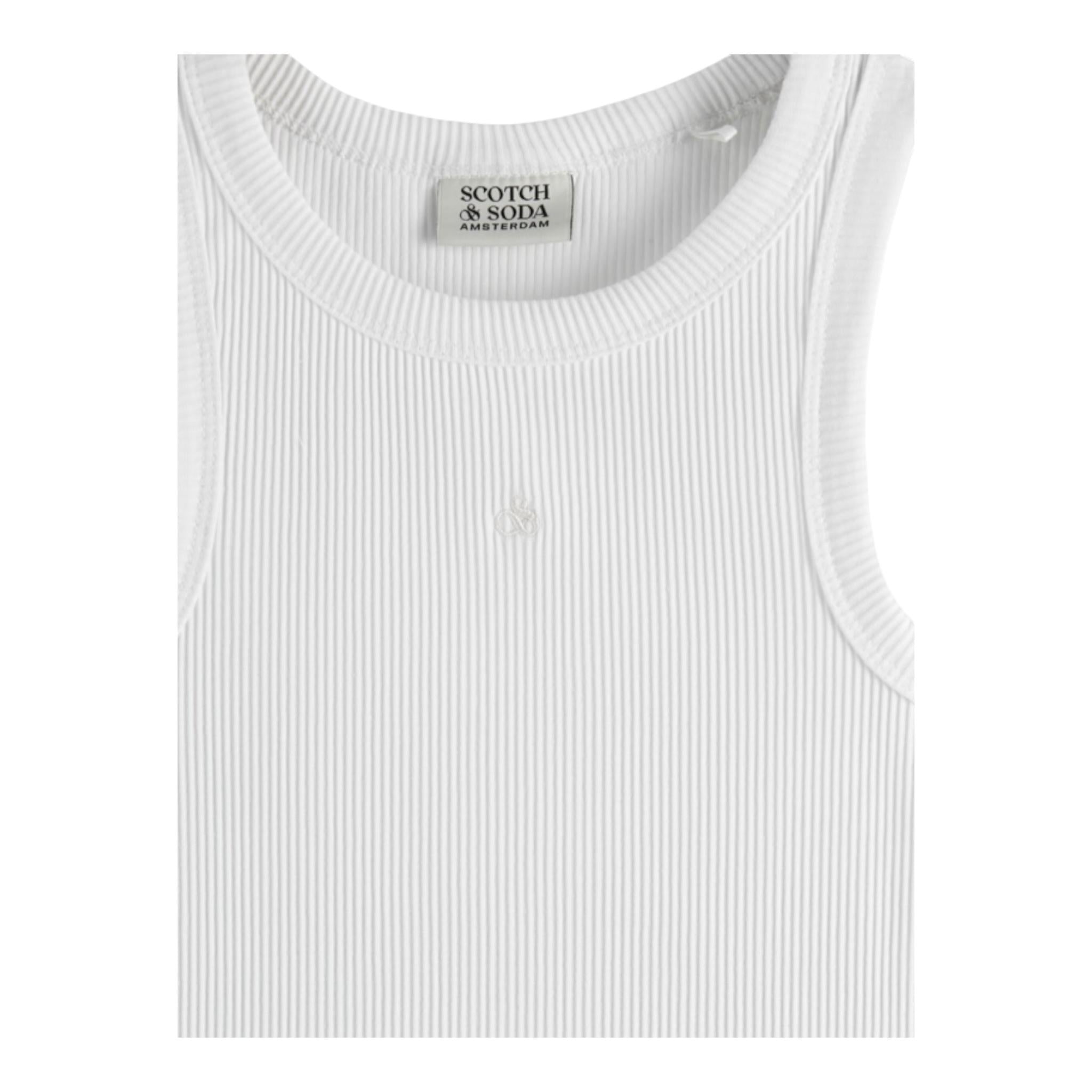 Scotch & Shrunk Canotta Tinta Unita A Costine per Bambino 179374 BIANCO SCOTCH & SHRUNK 