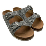 Colors Of California Solid Color Silver Glitter Slipper For Girls