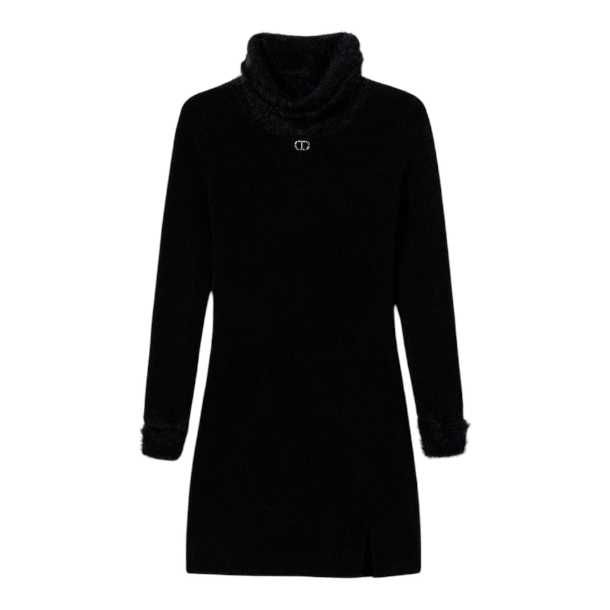 TWINSET abito tinta unita con pelliccia Nero per Bambina 242GJ3200 NERO TWINSET 
