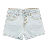 Vicolo Solid Color Denim Shorts With Adjustable Waist Light Blue For Girls