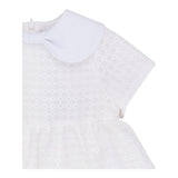 Simonetta Set Ceremony Dress Solid Color Perforated-White Culotte For Newborn