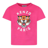 Kenzo T-Shirt Girocollo Tinta Unita con Stampa per Bambina K61054 ROSA KENZO 