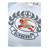 Burberry Crew Neck T-Shirt Solid Color With Contrast Print Light Blue For Boys