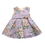 Alice Pi Solid Color Floral Print Lilac Sleeveless Formal Dress For Baby Girl