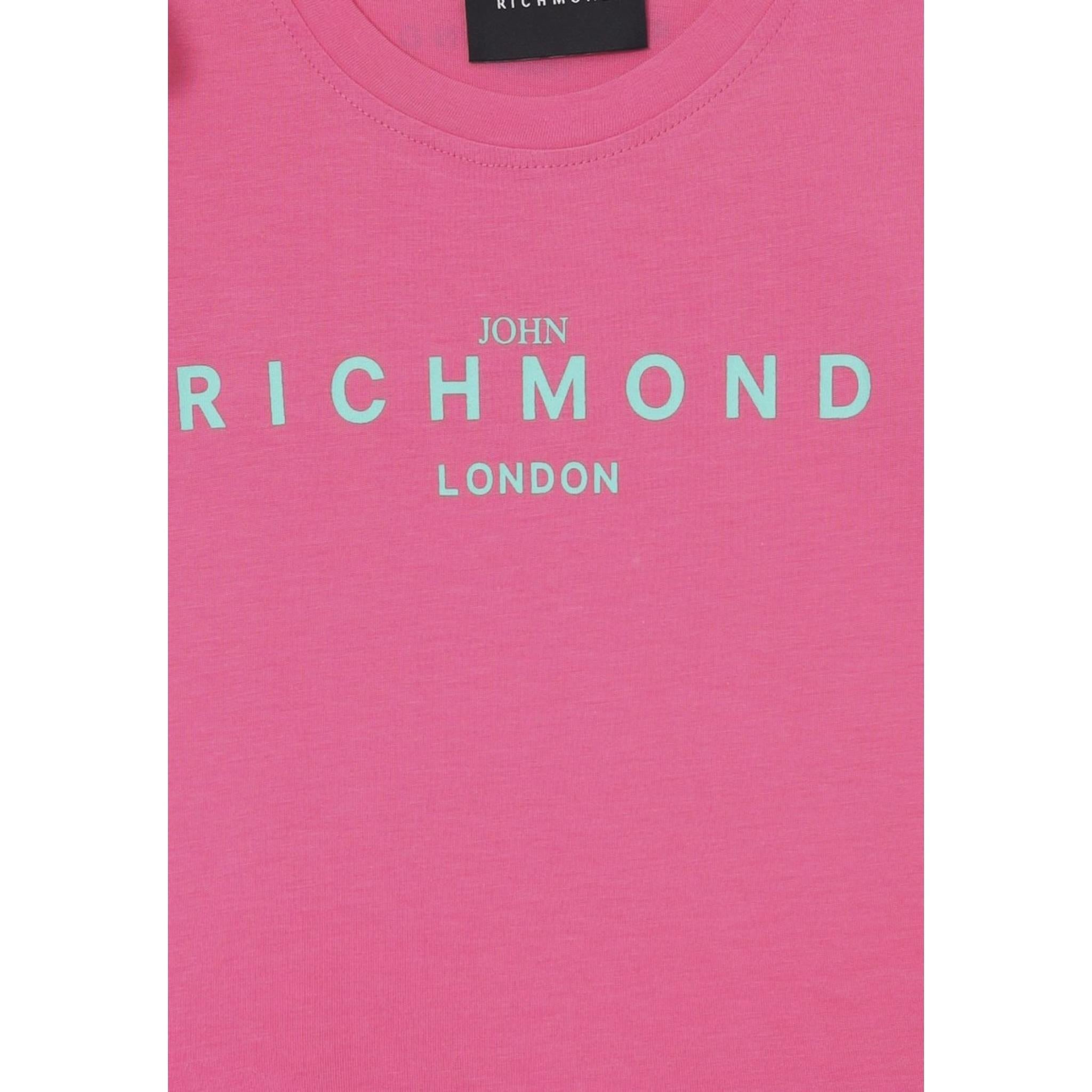 John Richmond Abito Tinta Unita con Logo Girocollo per Bambina RGP25008VEXX FUXIA JOHN RICHMOND 