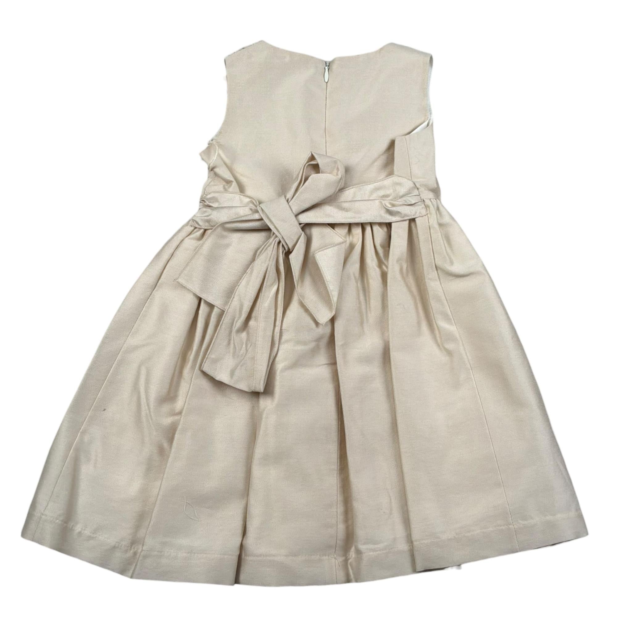 Pure Firenze Abito Giromanica Tinta Unita con Ricamii per Neonata PC01244 BEIGE PURE FIRENZE 