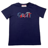 Cesare Paciotti T-Shirt Solid Color Crew Neck with Blue Print for Newborns