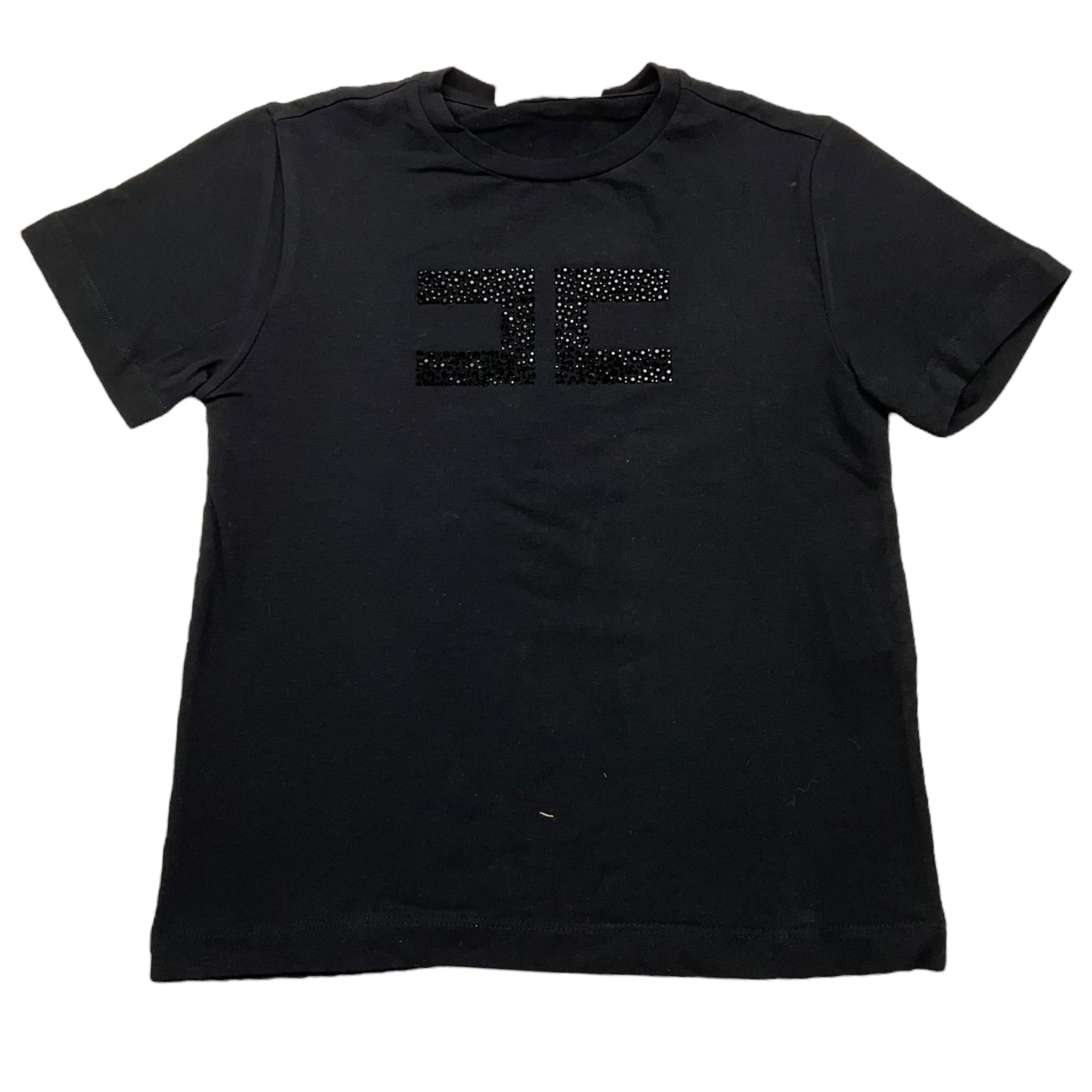 ELISABETTA FRANCHI t-shirt girocollo tinta unita con logo brillantinato Nero per Bambina EFTS226 NERO ELISABETTA FRANCHI 