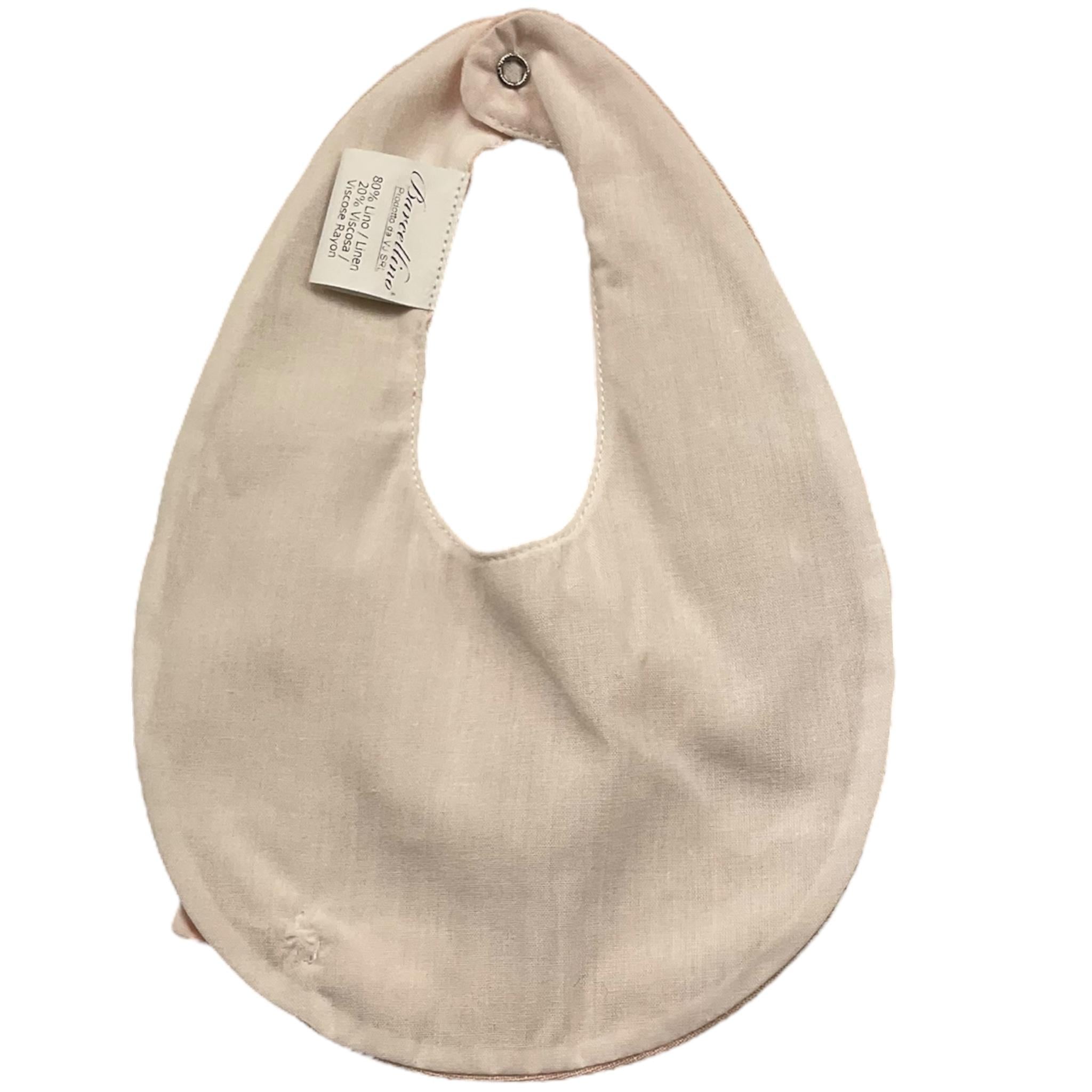 Barcellino Bavetta Tinta Unita con Cuciture In Contrasto per Neonata 121508 ROSA BARCELLINO 