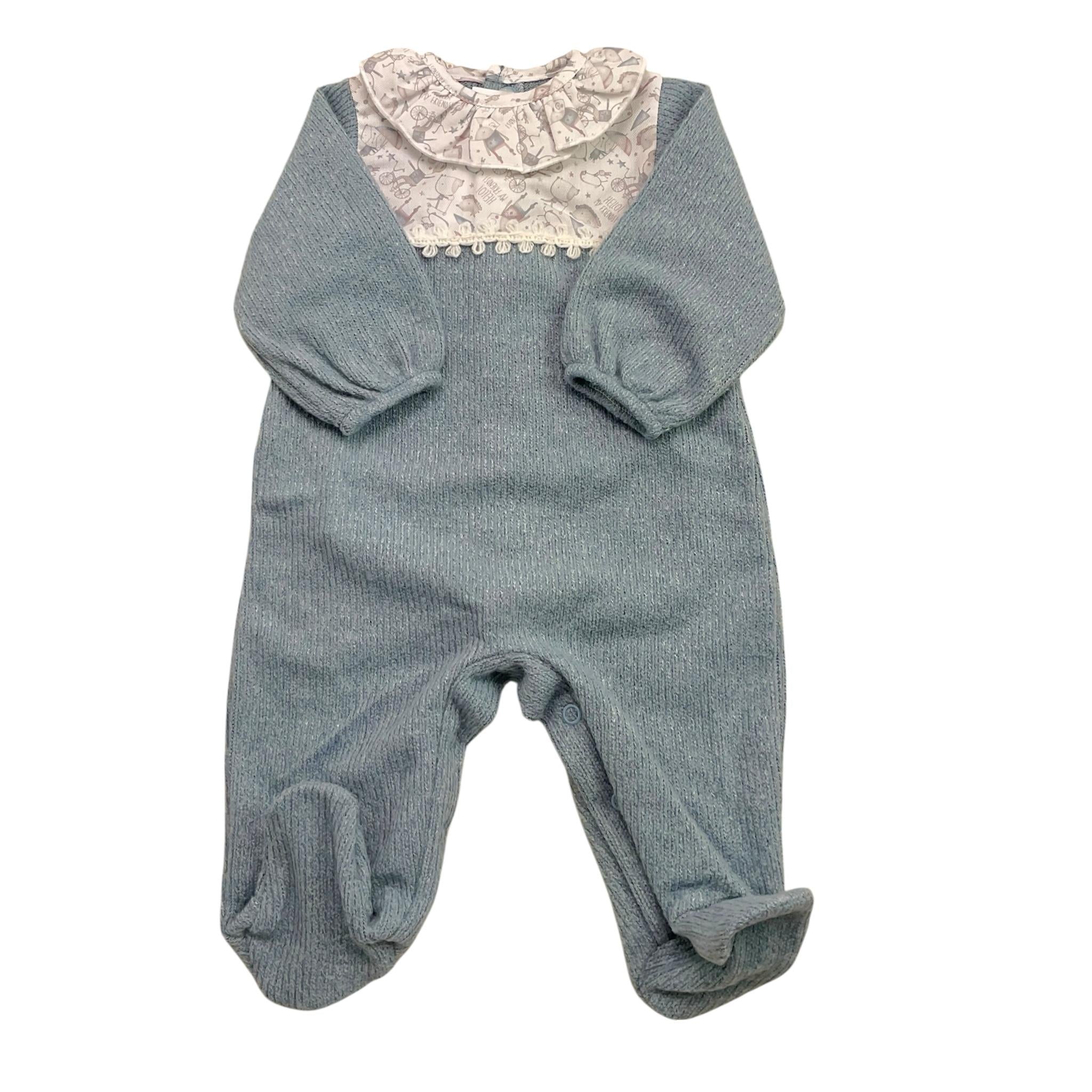 CALAMARO tutine tinta unita con stampa Blu per Neonata 33036 BLU CALAMARO 