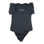 Met Body Tinta Unita Mezza Manica con Brillantini per Bambina ME322 NERO MET 