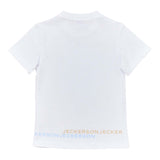 Jeckerson Solid Color Crew Neck T-Shirt With White Logo Prints For Newborns