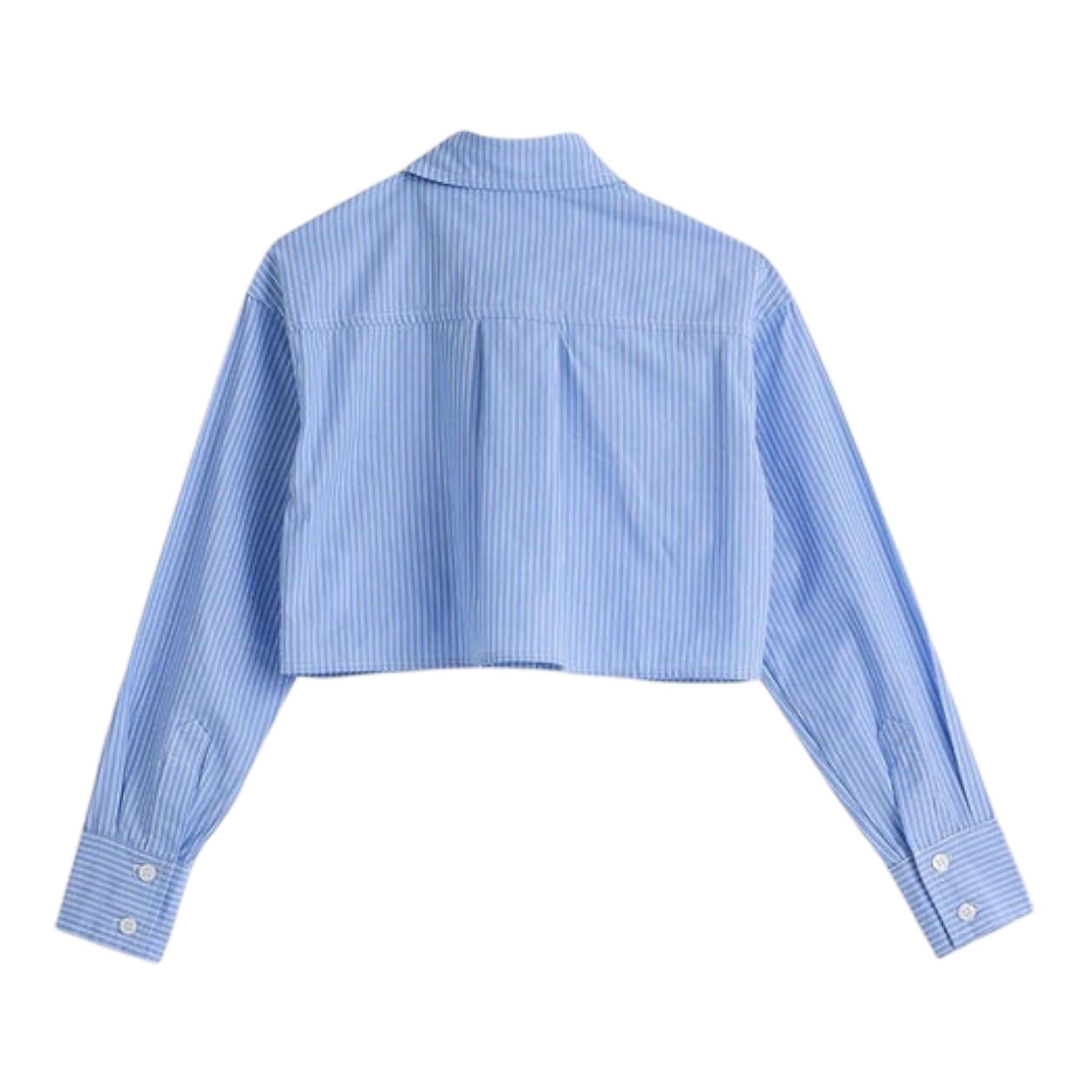 Iceberg Camicia Tinta Unita con Fantasia A Righe per Bambina CMICE5150J AZZURRO ICEBERG 
