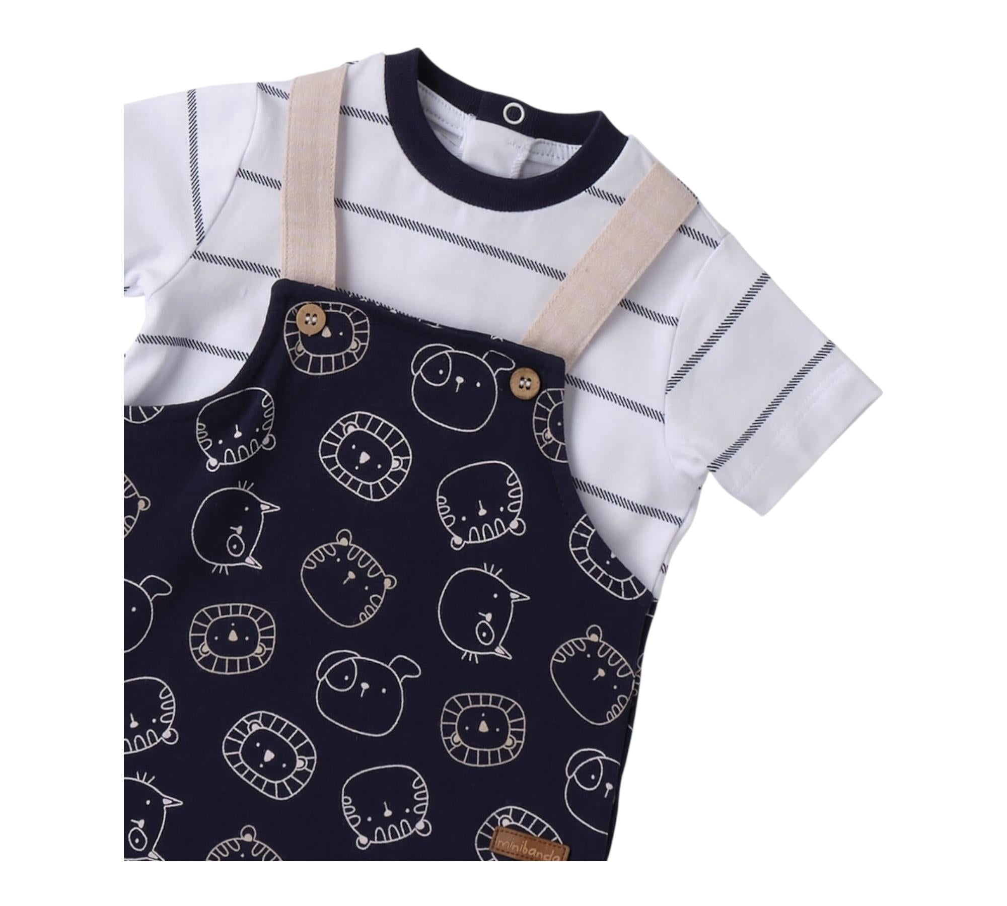 Minibanda Pagliaccetto Mezza Manica Finta T-Shirt per Neonato 3B687 BLU MINIBANDA 