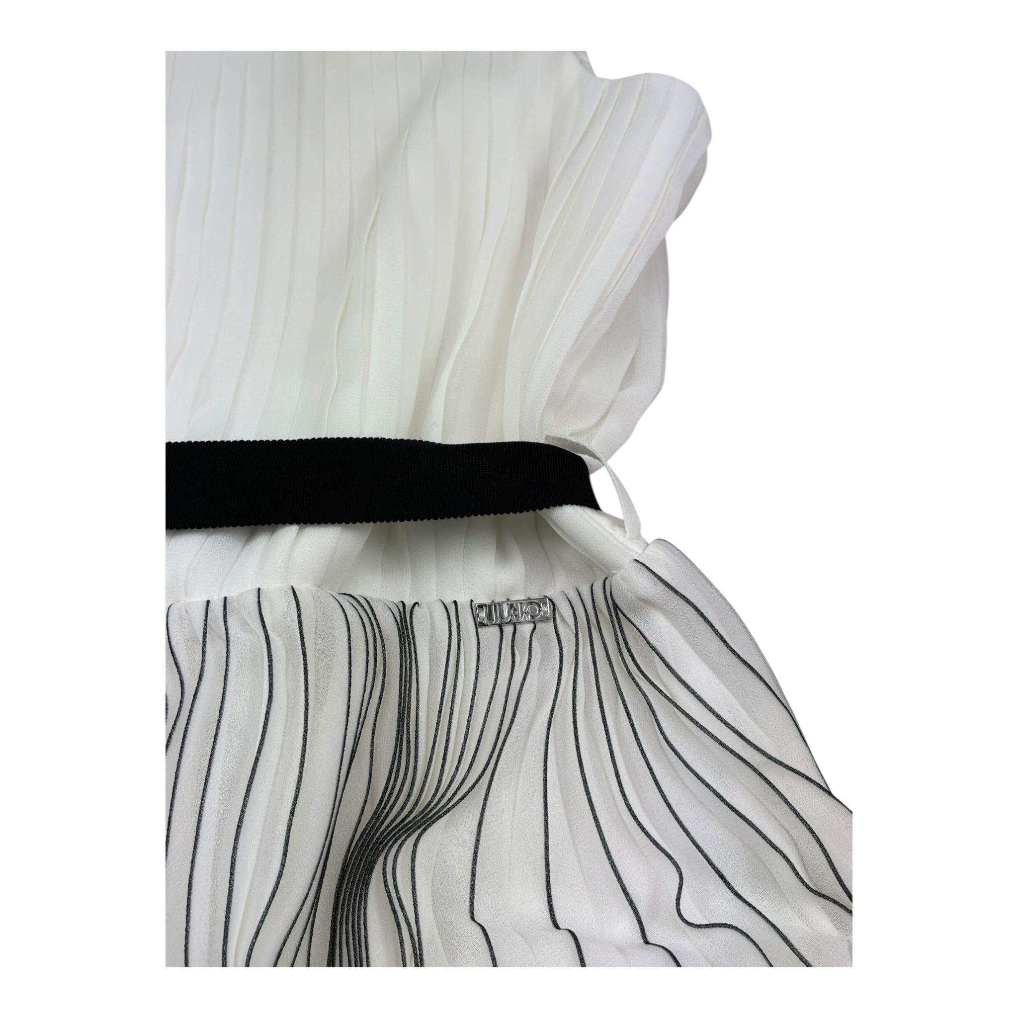 Liu Jo Abito Tinta Unita con Cintura E Fantasia A Righe per Bambina GA5070X BIANCO LIU JO 