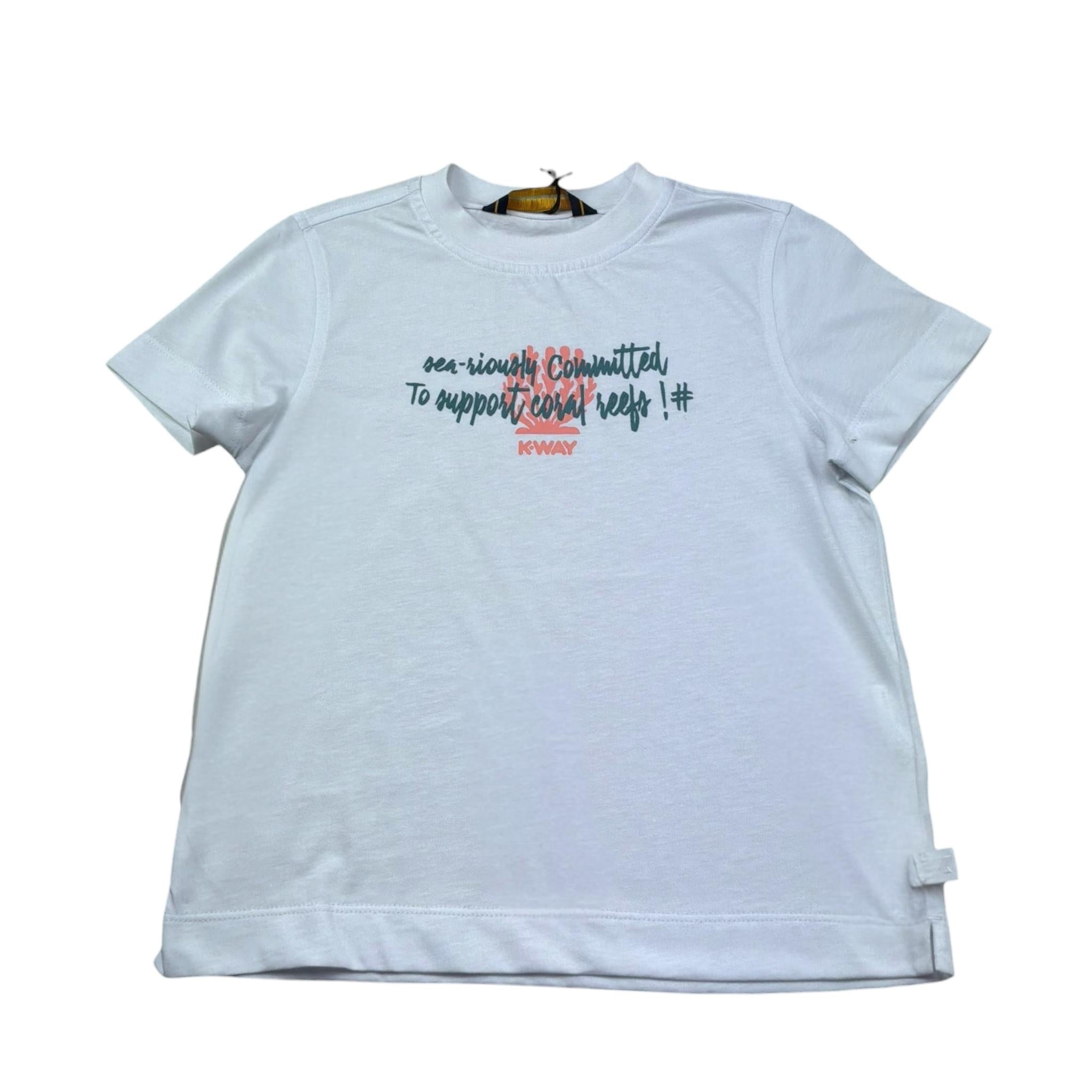 K-Way T-Shirt Girocollo Tinta Unita con Stampa per Bambina K2151PW BIANCO K-WAY 
