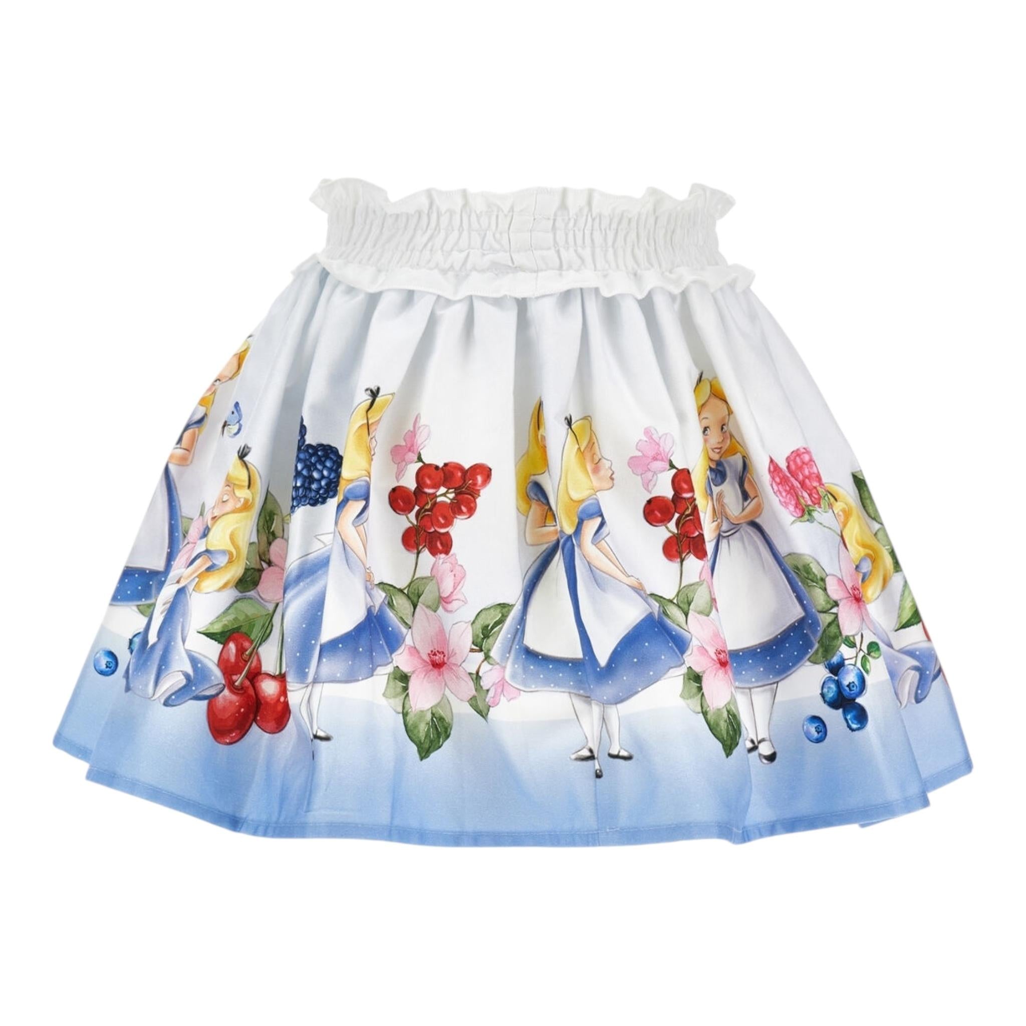 Monnalisa Gonna Tinta Unita con Fantasia Disney per Bambina 11E707 BIANCO MONNALISA 