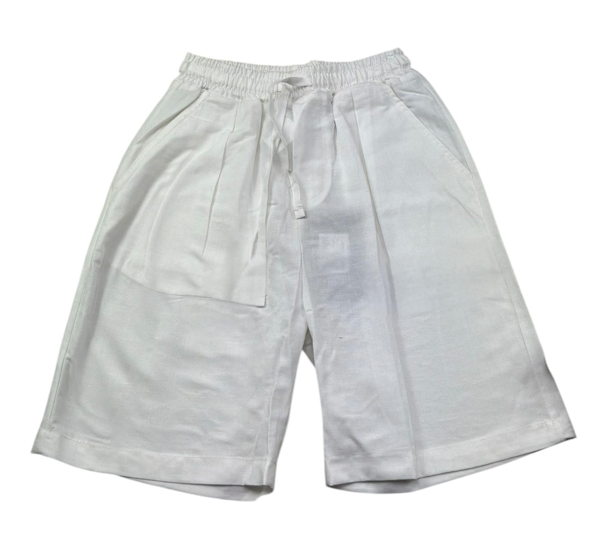 Paolo Pecora Bermuda Tinta Unita con Elastico In Vita per Bambino PP4217 BIANCO PAOLO PECORA 