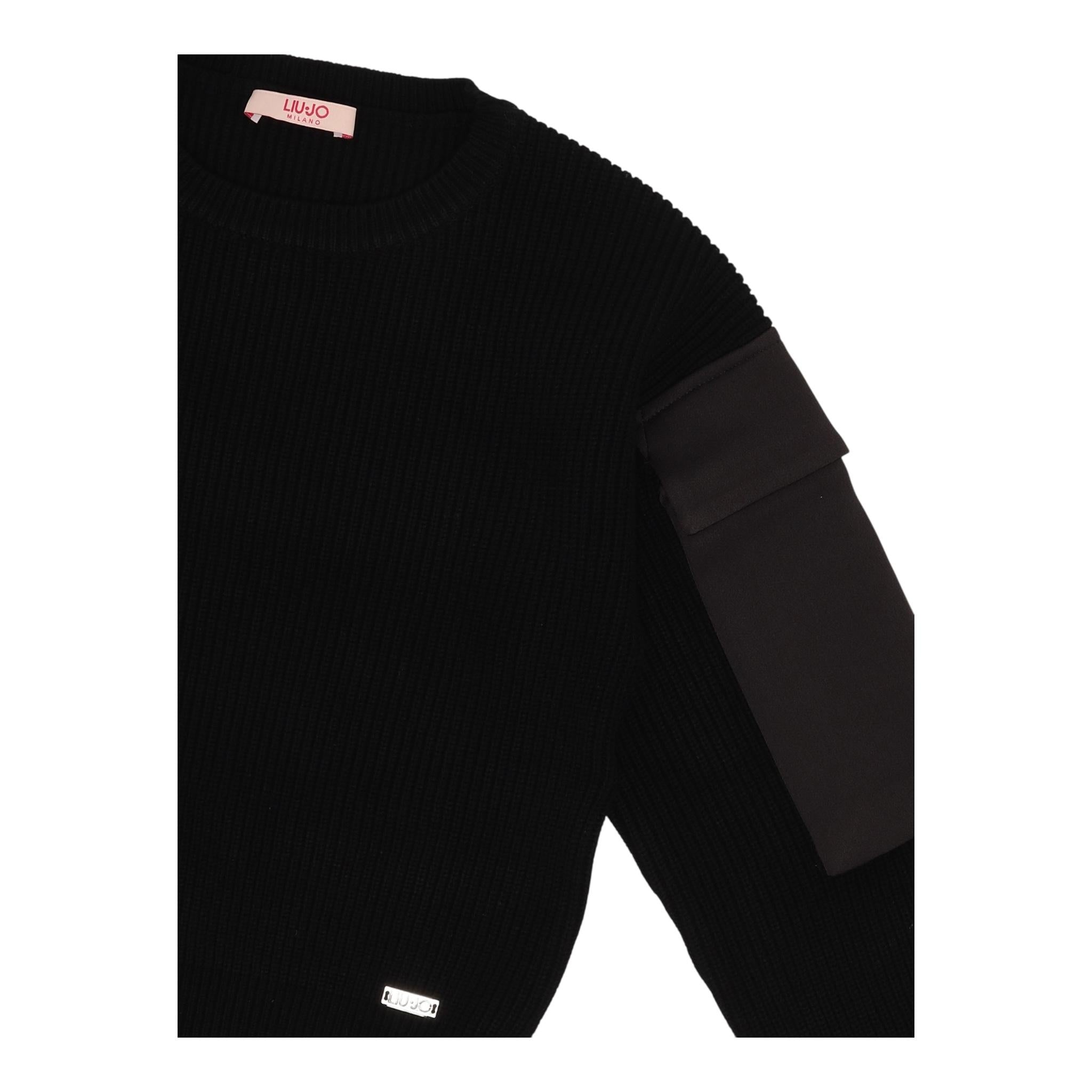 LIU JO maglia girocollo tinta unita con tasche alle maniche Nero per Bambina GF4215XX NERO LIU JO 