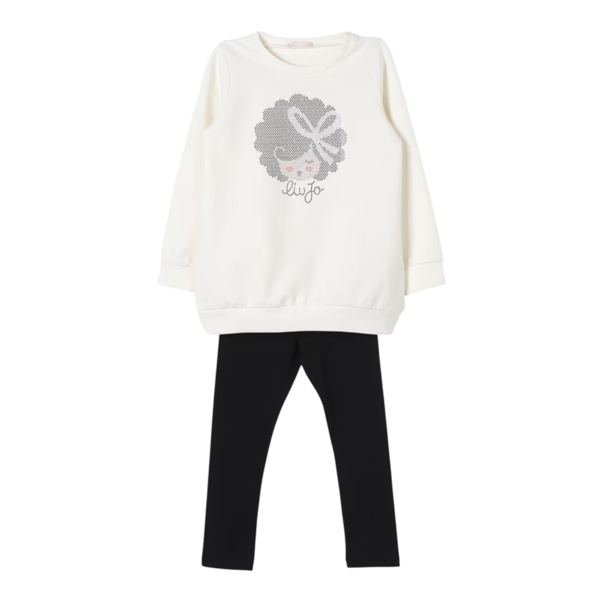 LIU JO completo 2pz felpa-leggins bicolore Panna/nero per Bambina KF4024J PANNA/NERO LIU JO 
